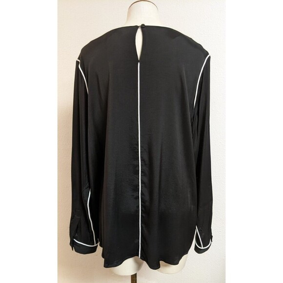 Women's UNIVERSAL STANDARD Black Viscose/Spandex Long Sleeve Blouse M/18-20 - Picture 3 of 16